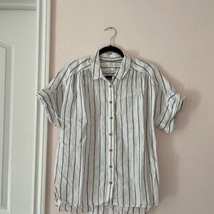 J. Crew White and Black Casual Button Down Shirt